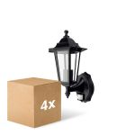 Lot 4x D'Lite Applique Murale Helora Noir | IP44 - Convient pour 1x E27 - Détecteur De Mouvement