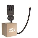 Lot 25x Noxion GST - Compatible Câble d’alimentation Noir - Mâle + Extrémités ouvertes - 0,3m - 2 pole 0,75mm2